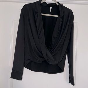 Halara black scoop top.
